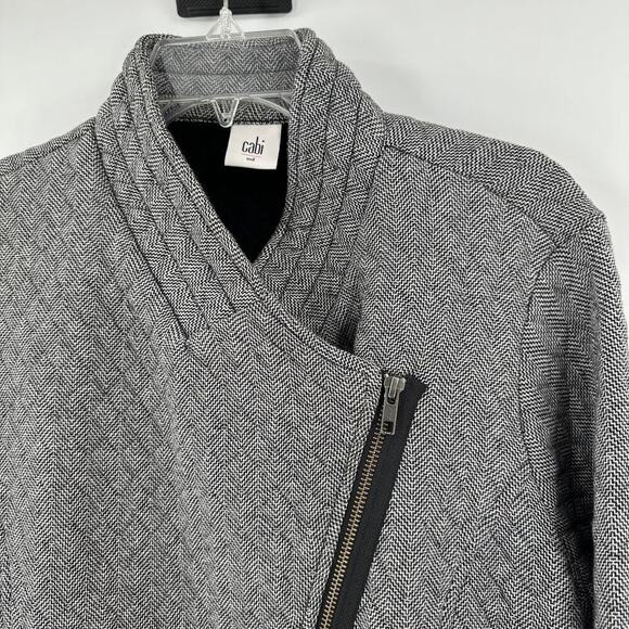 Cabi Herringbone Cotton Quilted Moto Jacket‎ Women's Size Medium FLAWED - Picture 3 of 16